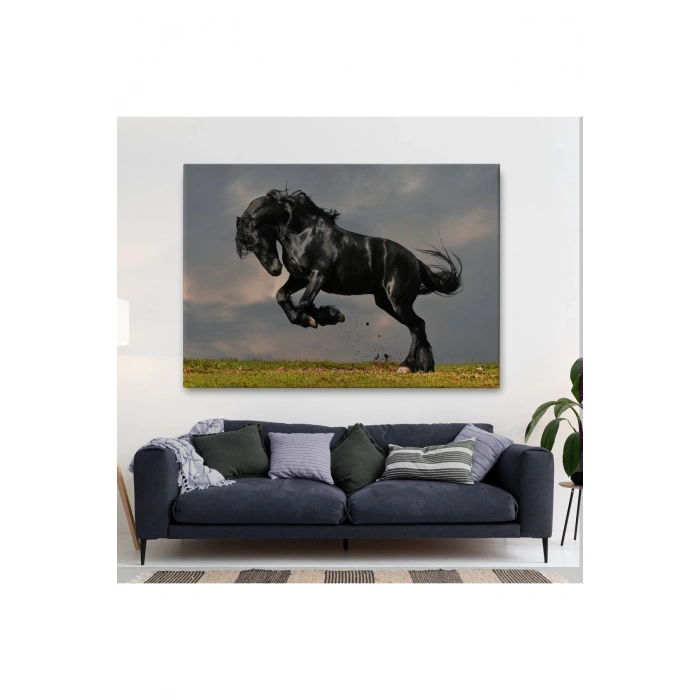 Şaha Kalkmış Siyah At Tablosu-6620