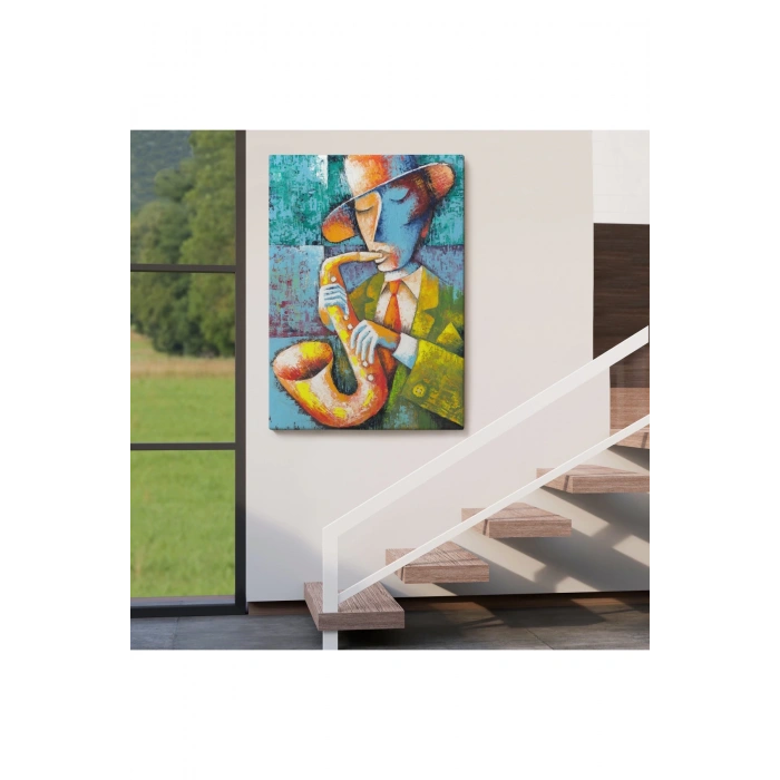 Saksafon Çalan Adam Kanvas Tablo-6461