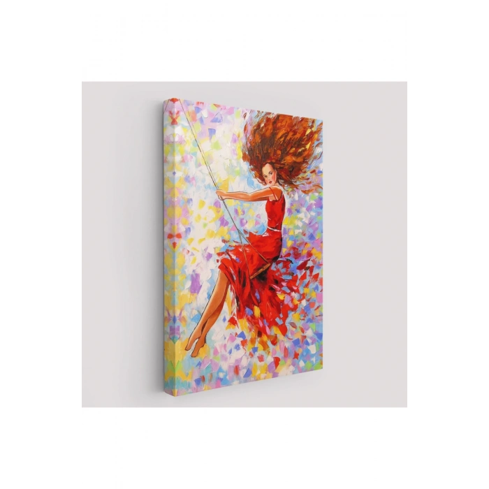 Salıncaktaki Kırmızı Elbiseli Kız Tablosu-6317