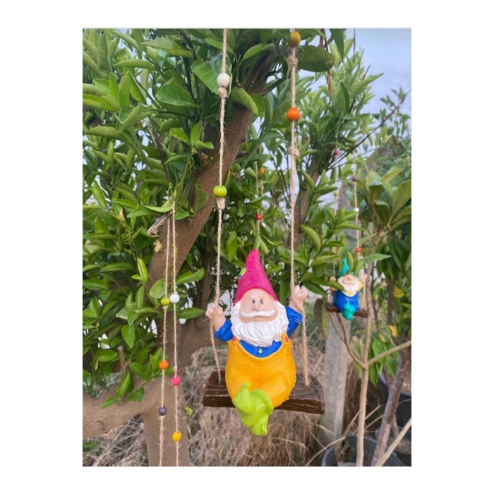 Şans Getiren Sallanan Cüce Bahçe Balkon Süsü (9x13 Cm)