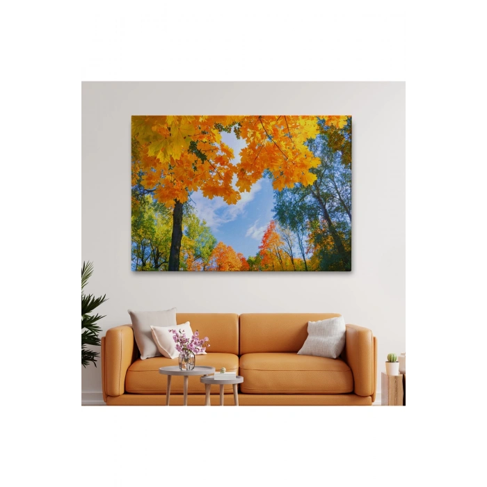 Sarı Yapraklı Sonbahar Manzarası Duvar Tablosu-1236