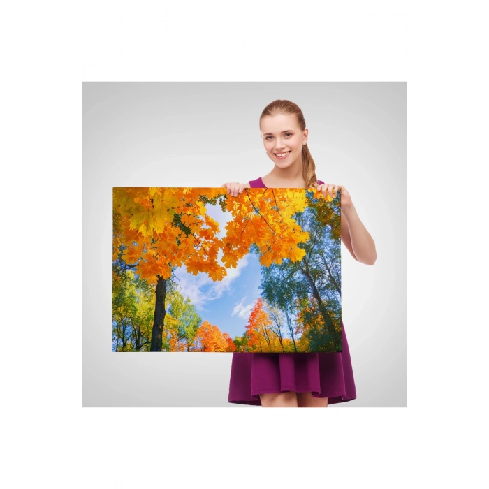 Sarı Yapraklı Sonbahar Manzarası Duvar Tablosu-1236