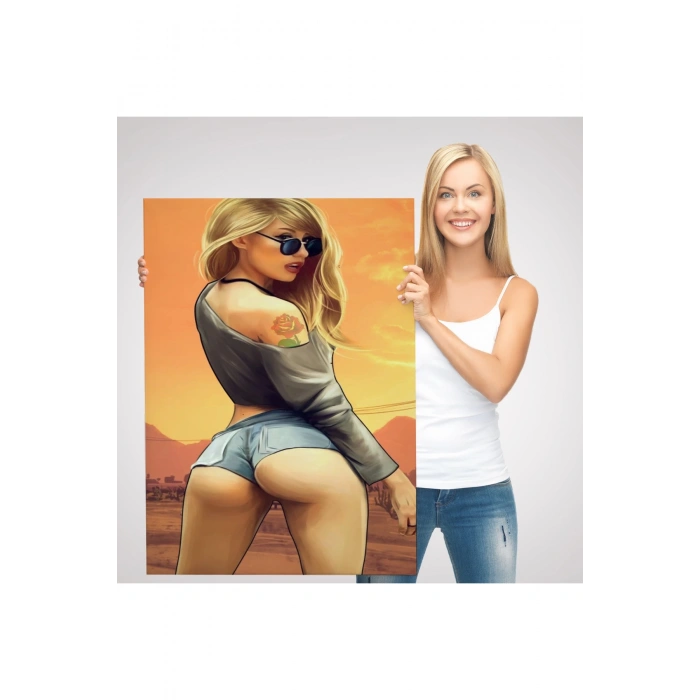 Sarışın Sexi Kadın Duvar Tablosu-6306