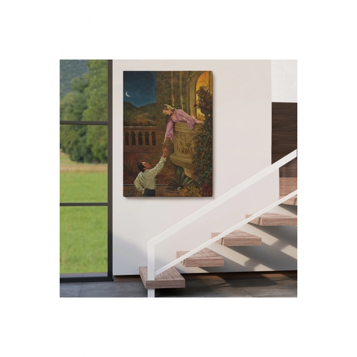 Sevgilisine Çiçek Veren Kadın Duvar Tablosu-6241