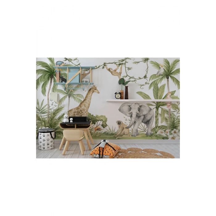 Sevimli Hayvanlar Desenli Duvar Kağıdı Kreş Okul Posteri-5637