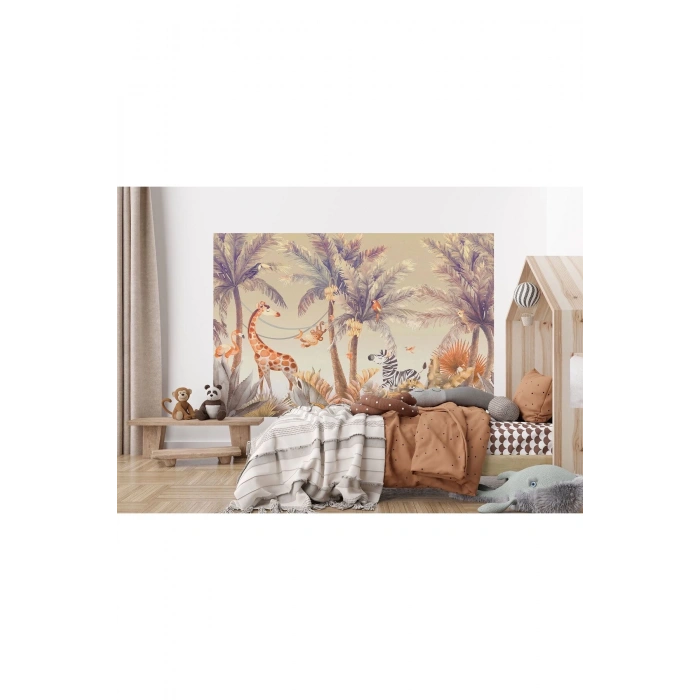 Sevimli Hayvanlar Desenli Duvar Kağıdı Kreş Okul Posteri-5640