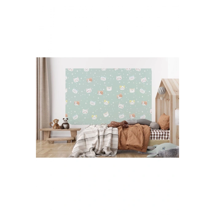 Sevimli Kediler Desenli Duvar Kağıdı-5721