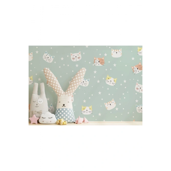 Sevimli Kediler Desenli Duvar Kağıdı-5721