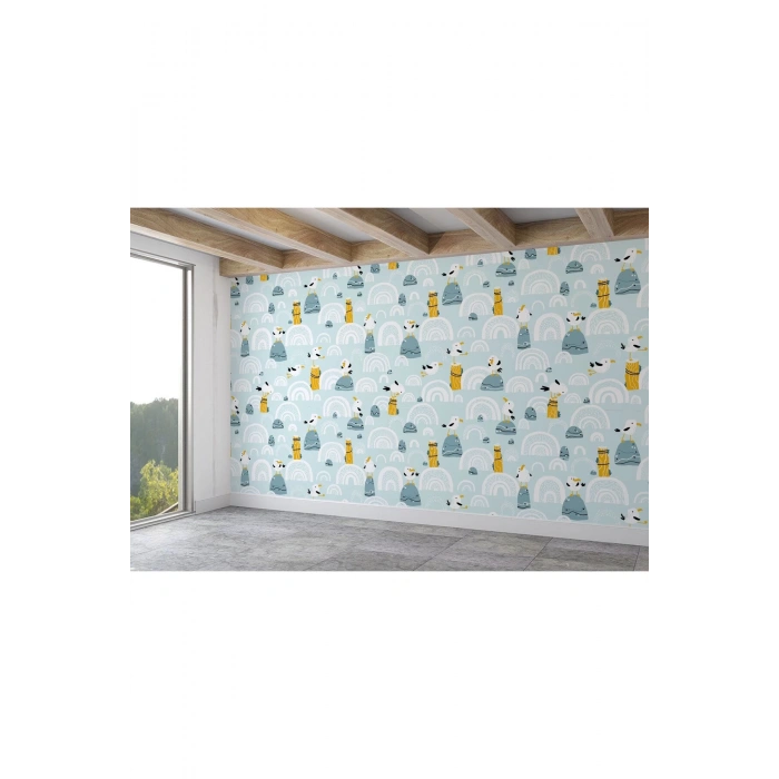 Sevimli Kuşlar Desenli Duvar Kağıdı-5739