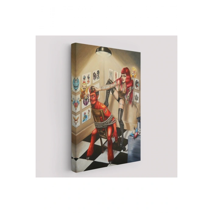 Şeytanı Yakalayan Dövmeci Kız Duvar Tablosu-6285