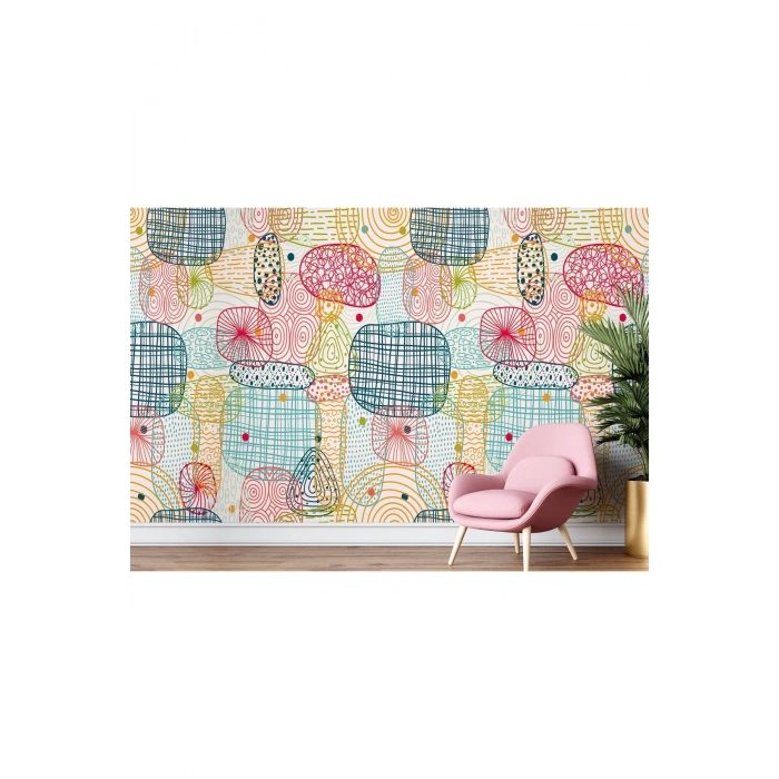 Soyut Renkli Geometrik Şekiller Duvar Kağıdı-5708