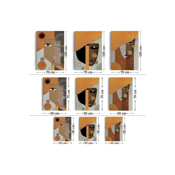 Soyut Sürreal Kadınlar Dekoratif Duvar Tablosu Üçlü Set-DP-93