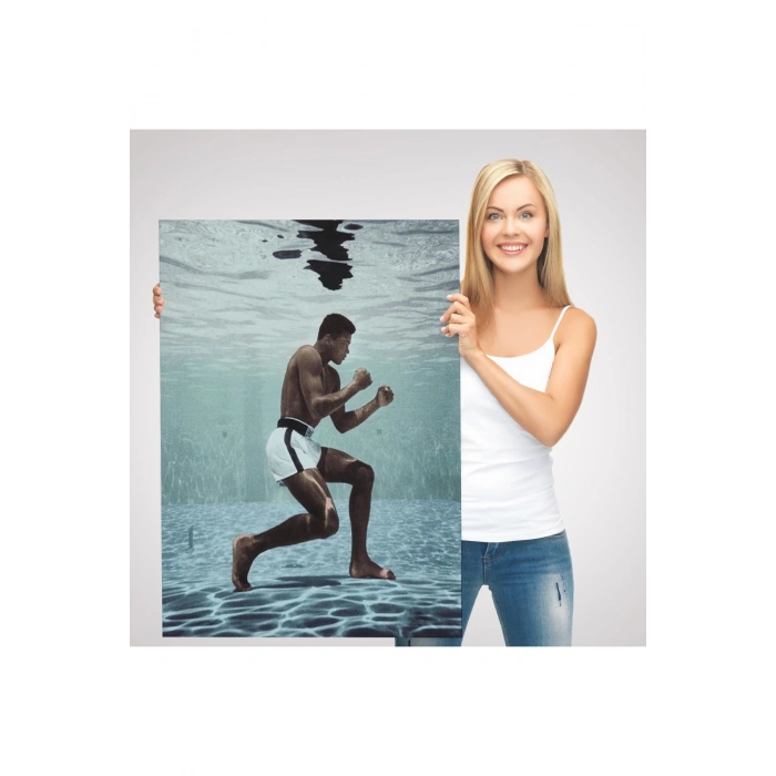Su Altında Antreman Yapan Boksor Muhammet Ali Duvar Tablosu-6234