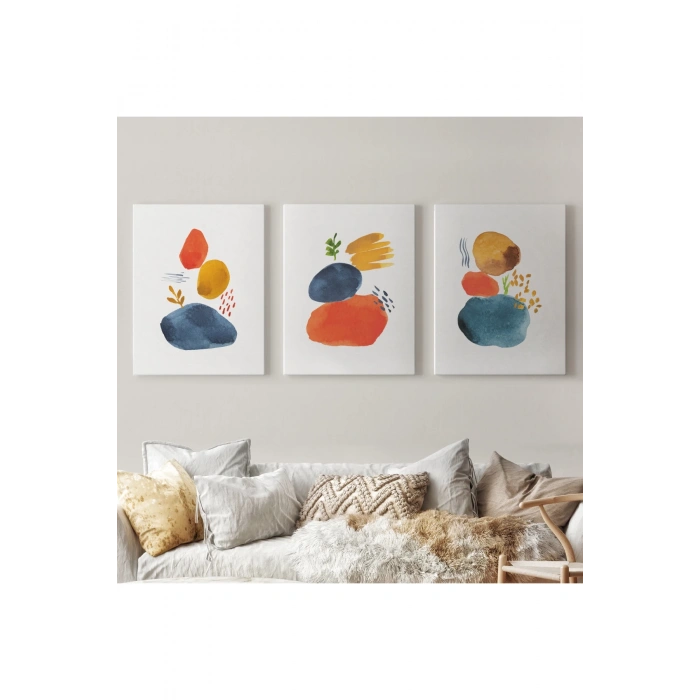 Suluboya Şekilleri Soyut Sanat Dekoratif Tablo Seti-AÖ-15