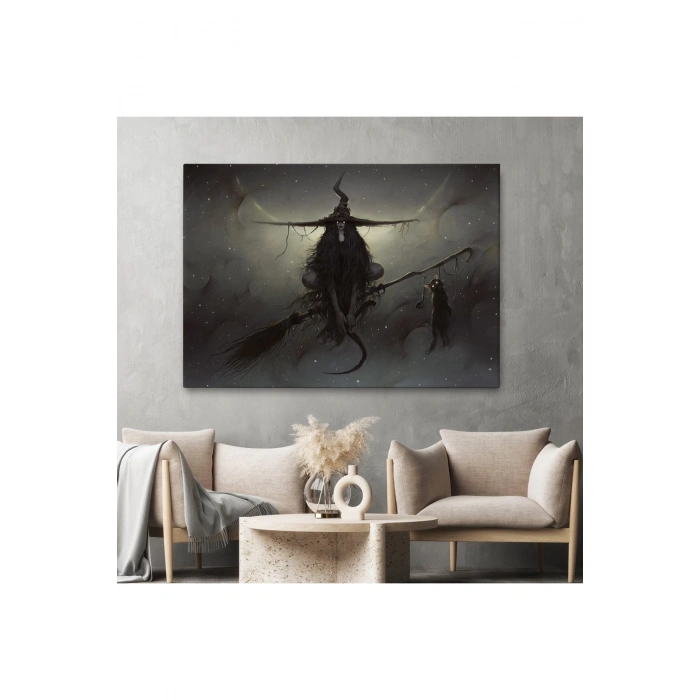 Süpürgesinde Uçan Cadı Tablosu, Witches Halloween-6564