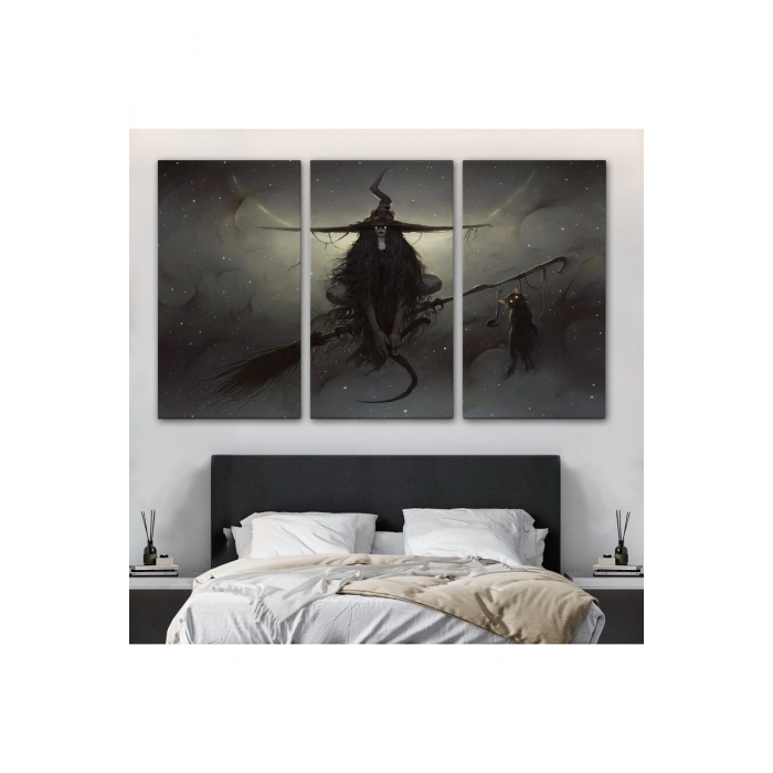 Süpürgesinde Uçan Cadı Tablosu, Witches Halloween-6564