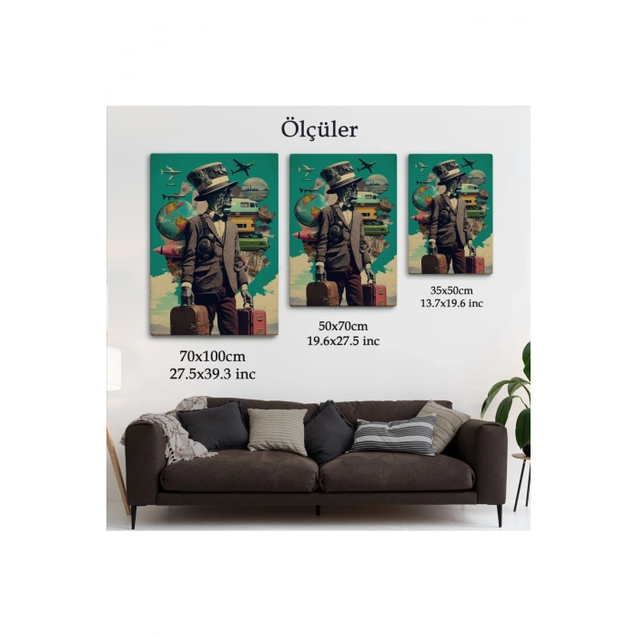 Takım Elbiseli Seyahat Eden Adam Vintage Kanvas Tablo-6323