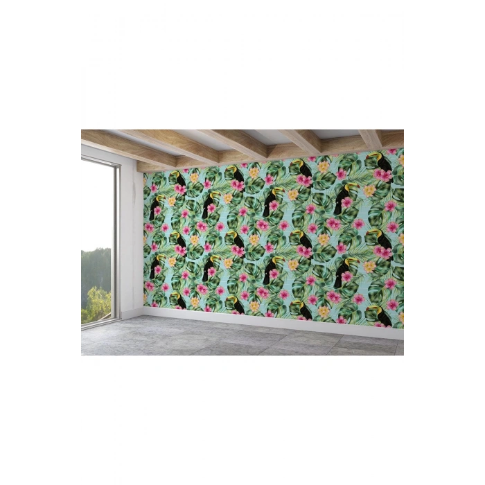 Tropikal Çiçekli Ağaç Yaprakları Duvar Kağıdı-5568