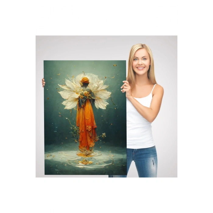 Turuncu Kıyafetli Sürreal Kadın Tablosu-6378