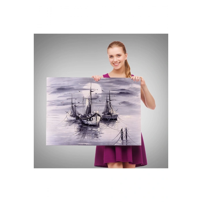 Venedik  İtalya Yelkenli Limanı Yağlı Boya Görünümlü Tablo-1200