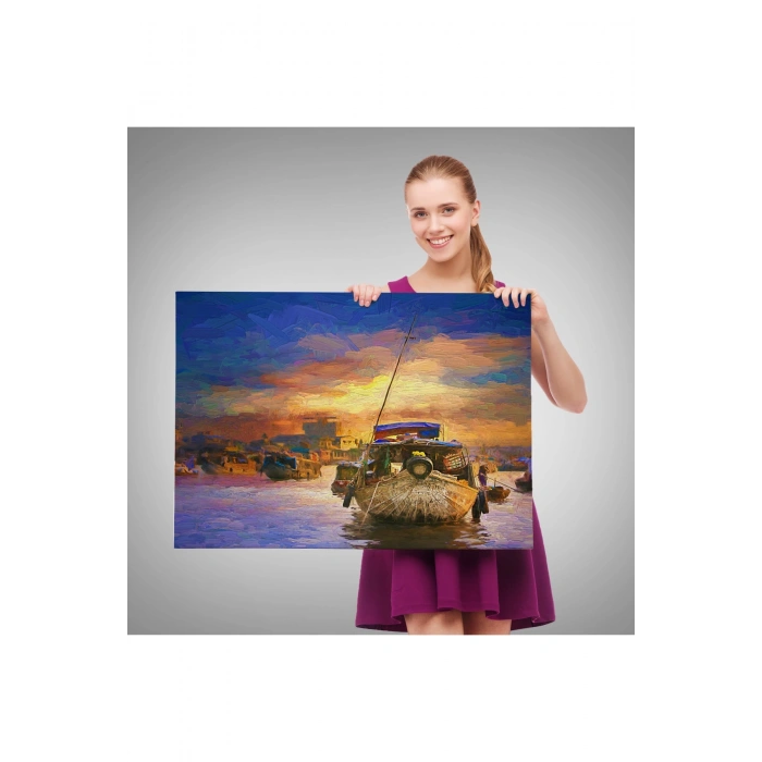 Vietnamın Mekong Yüzen Pazar Thoda Tekne Tablosu-1225