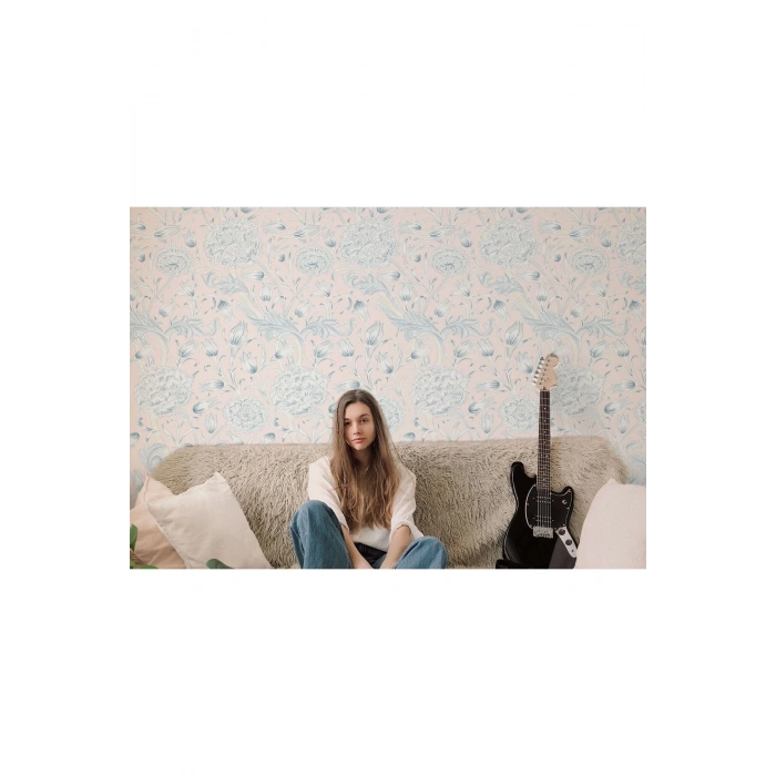 VintagePastel Çiçekler Yapraklar Duvar Kağıdı-5645