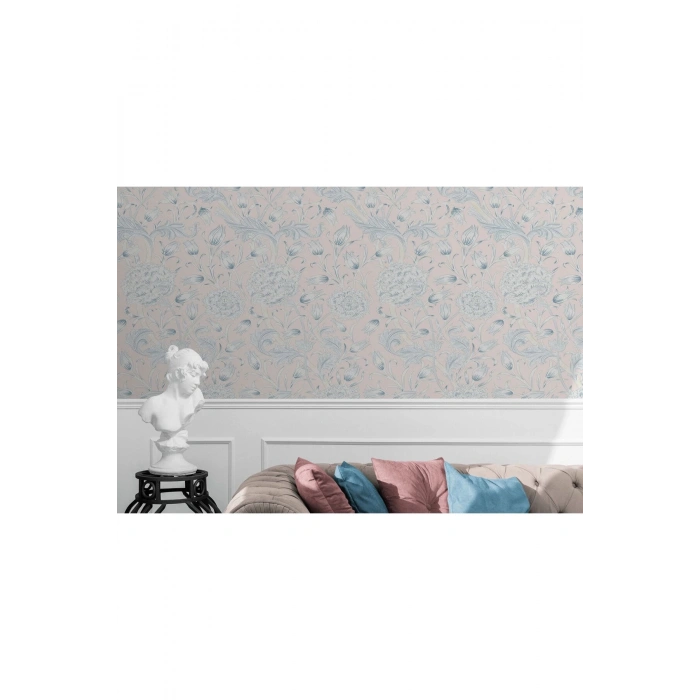 VintagePastel Çiçekler Yapraklar Duvar Kağıdı-5645