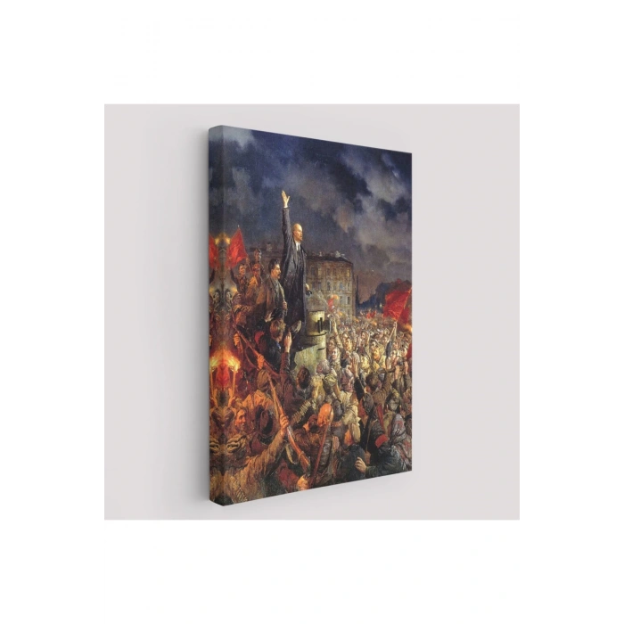 Vladimir Ilyic Lenin ve Josef Stalin Ekim Devrimi Sırasında Duvar Tablosu-6301