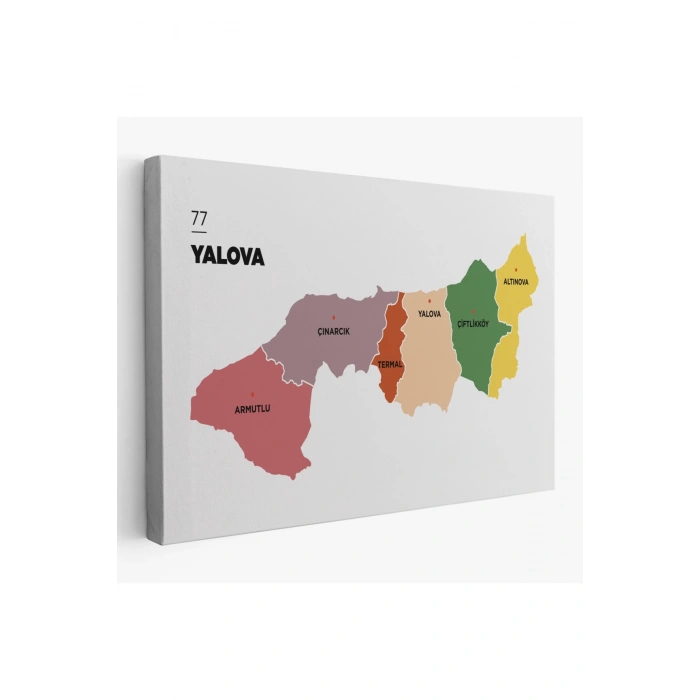 Yalova İli ve İlçeler Haritası  Dekoratif Kanvas Tablo 1482