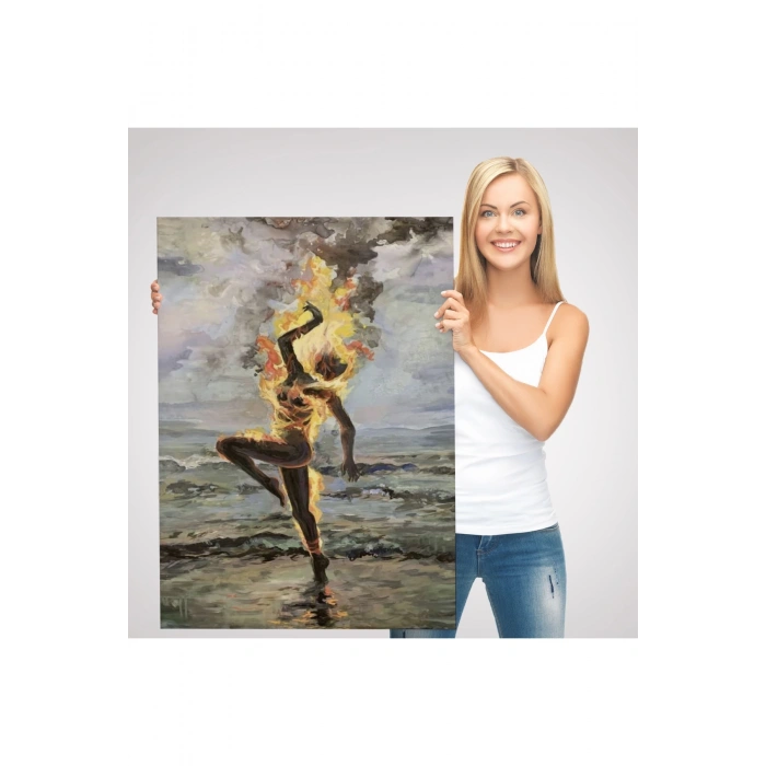 Yanarken Dans Eden Kadın Duvar Tablosu-6243