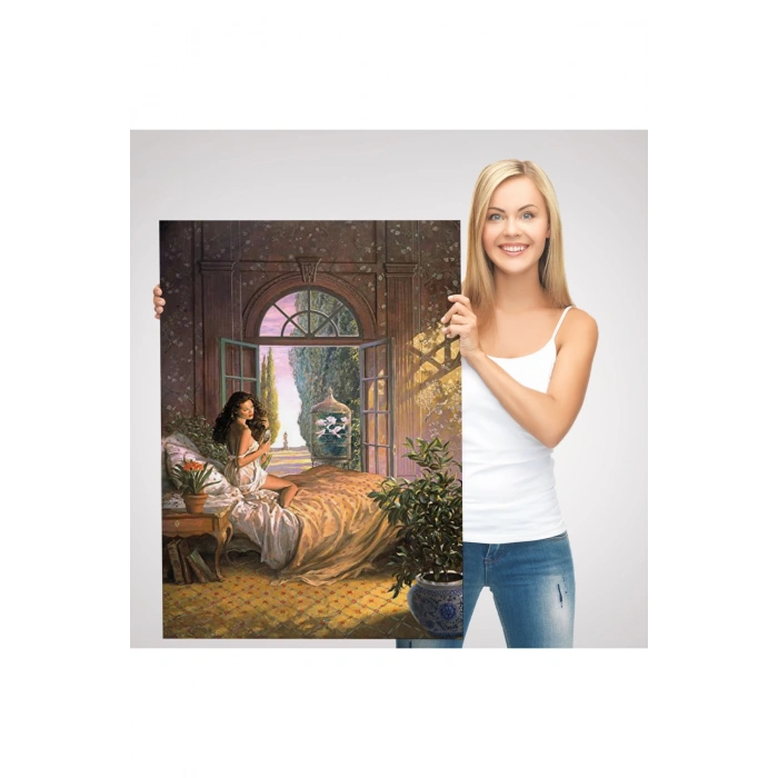 Yataktaki Güzel Kadın Dekoratif Duvar Tablosu-6340