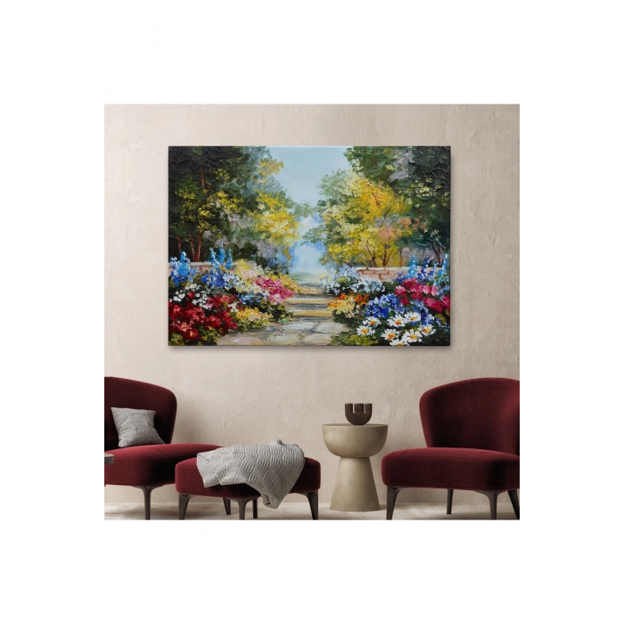 Yaz Ormanı ve Renkli Güzel Çiçekler Kanvas Duvar Tablosu-1190