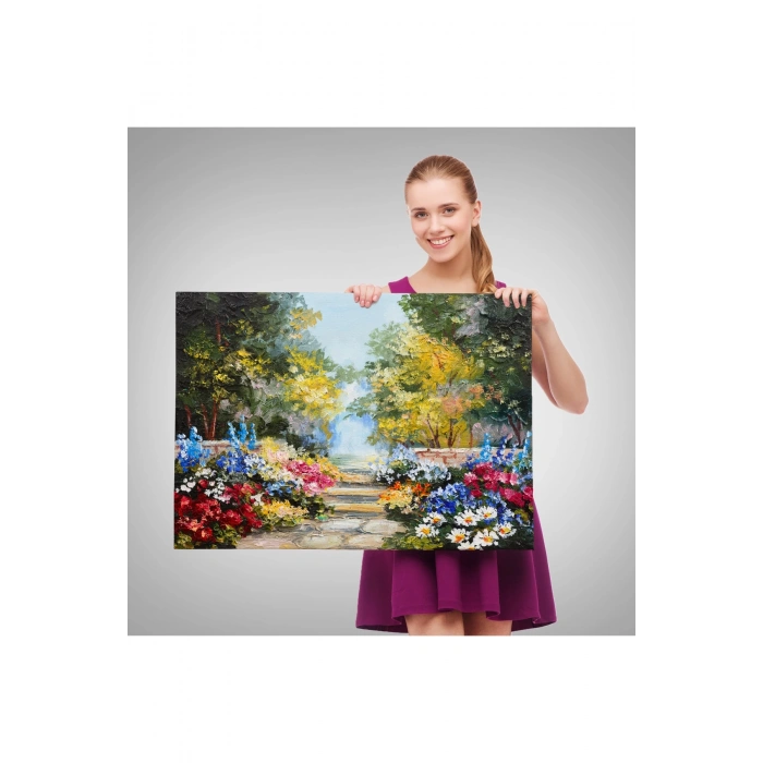 Yaz Ormanı ve Renkli Güzel Çiçekler Kanvas Duvar Tablosu-1190