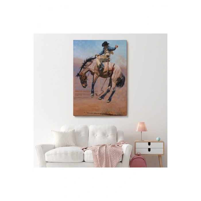 Zıplayan Atı İle Kovboy Tablosu-6249