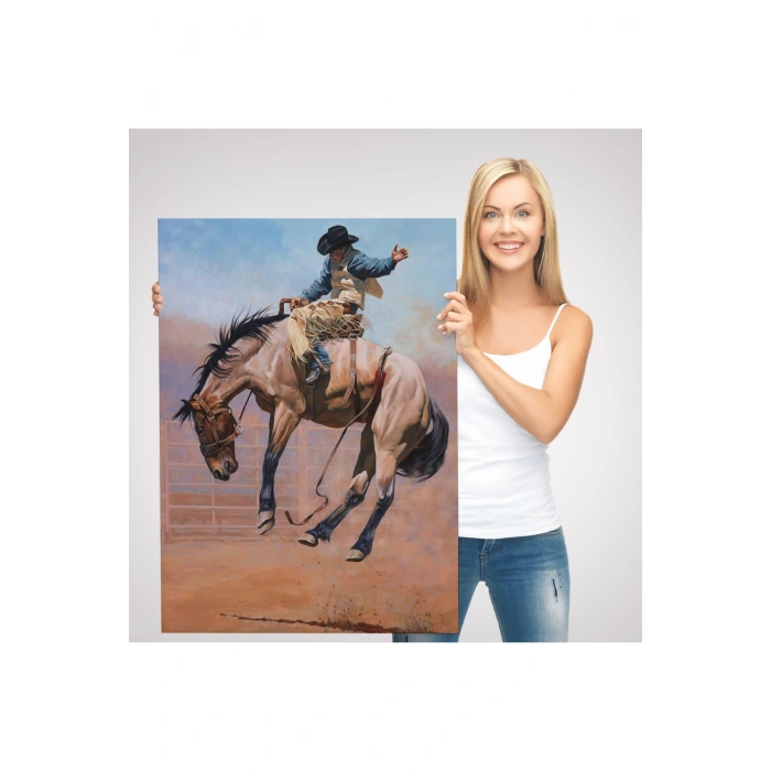 Zıplayan Atı İle Kovboy Tablosu-6249