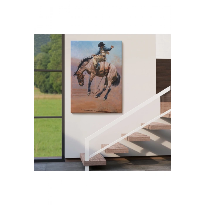 Zıplayan Atı İle Kovboy Tablosu-6249