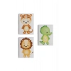 3’lü Tablo Sevimli Hayvanlar Temalı Koleksiyon Dekoratif Duvar Tablo Seti-BJ-35