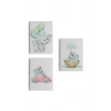 3’lü Tablo Sevimli Küçük Fil Temalı Dekoratif Duvar Tablo Seti-BK-36