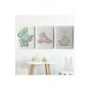 3’lü Tablo Sevimli Küçük Fil Temalı Dekoratif Duvar Tablo Seti-BK-36