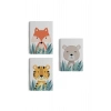 3’lü Tablo Sevimli Üç Hayvan Koleksiyonu Dekoratif Duvar Tablo Seti-BO-39