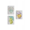 3’lü Tablo Sevimli Üç Hayvan Koleksiyonu Dekoratif Duvar Tablo Seti-CC-53