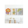 3’lü Tablo Şirin Hayvanlar Temalı Dekoratif Duvar Tablo Seti-CB-52