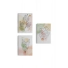 3’lü Tablo Suluboya Bitki Şekilleri Dekoratif Şık ve Modern Duvar Tablo Seti-BD-29