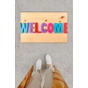 Dijital Baskı Dekoratif Welcome Ahşap Kapı Önü Paspası K-1247