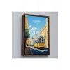 Ahşap Çerçeveli Portekiz Lizbon Sarı Tramvay Tablosu-7972