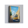 Ahşap Çerçeveli Portekiz Lizbon Sarı Tramvay Tablosu-7972
