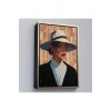 Ahşap Çerçeveli Keskin Bakışlı Güzel Kadın Tablo-7593