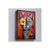 Ahşap Çerçeveli Pablo Picasso Tarzı - Soyut Renkli Kedi Tablo-7372