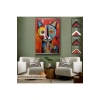 Ahşap Çerçeveli Pablo Picasso Tarzı - Soyut Renkli Kedi Tablo-7372