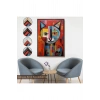Ahşap Çerçeveli Pablo Picasso Tarzı - Soyut Renkli Kedi Tablo-7372
